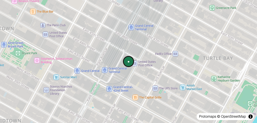 Static map showing the location of Angelina Bakery – Grand Central