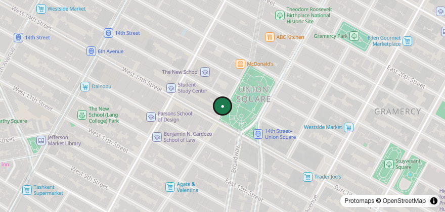 Static map showing the location of Angelina Bakery