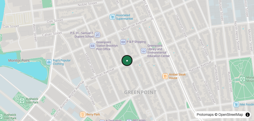 Static map showing the location of Bagel Point – Greenpoint