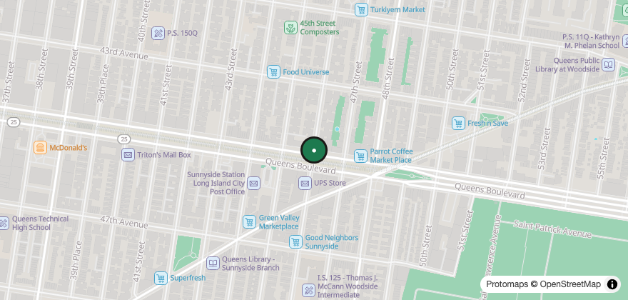 Static map showing the location of Bliss 46 Bistro