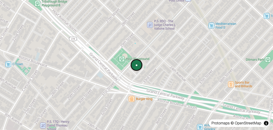 Static map showing the location of Bohemian Hall & Beer Garden