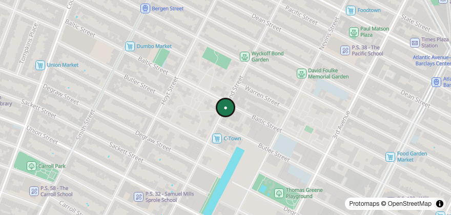 Static map showing the location of Brooklyn Boulders