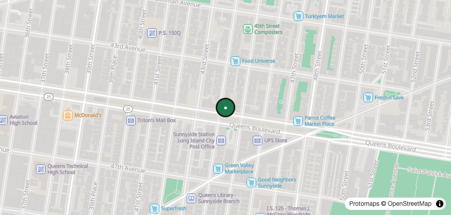Static map showing the location of Chakra Cafe – Sunnyside
