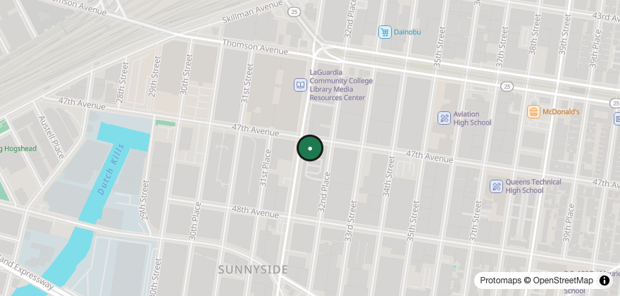 Static map showing the location of Don Dean Bakery – Long Island City