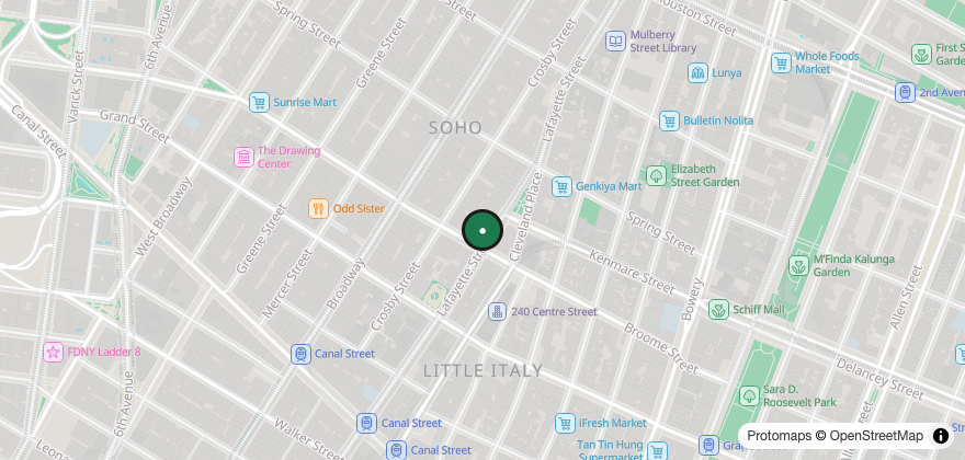 Static map showing the location of Eataly – SoHo