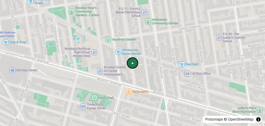 Static map showing the location of Emily – Pizza