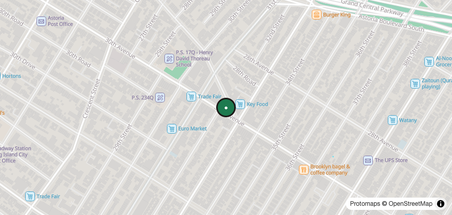 Static map showing the location of Esco Sales Corp. Buy Bulk (30 Minute Mobile Pickup Window) Astoria, NY: Between 