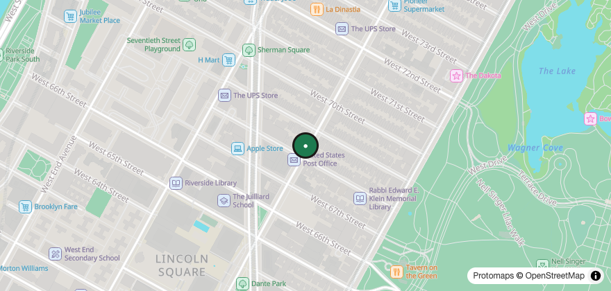 Static map showing the location of Francesco’s Pizza – UWS