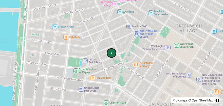 Static map showing the location of Joes Pizza