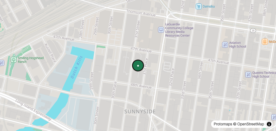 Static map showing the location of Juice Press – Long Island City