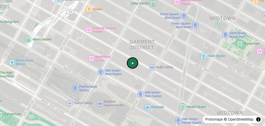 Static map showing the location of Just Salad