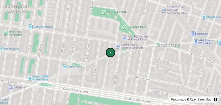Static map showing the location of La Adelita de Woodside