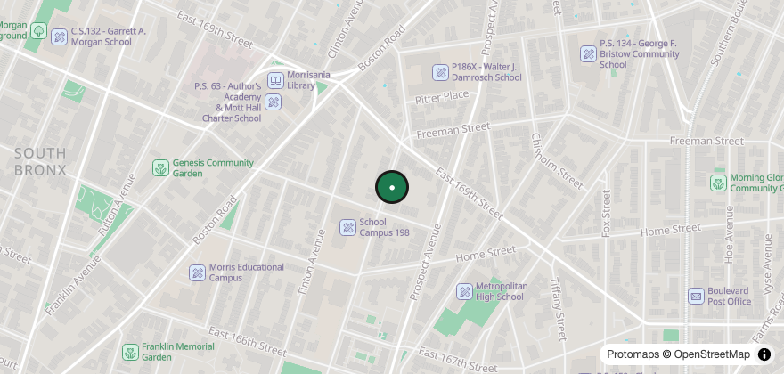Static map showing the location of La Casa Latina