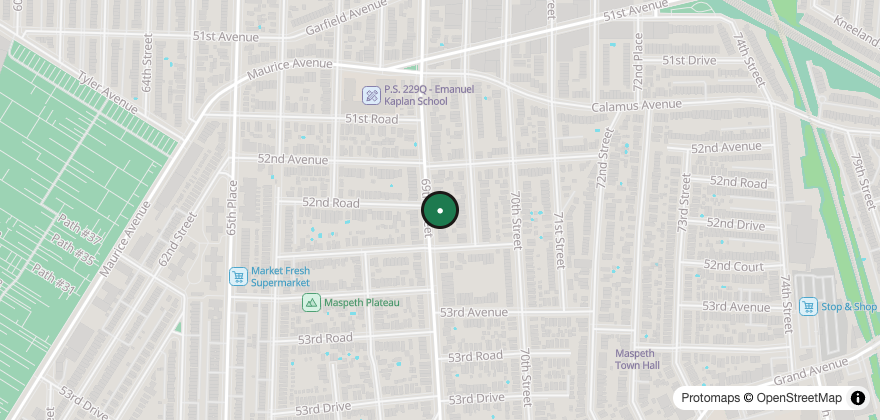 Static map showing the location of Lechoneria New York 1 (Maspeth)