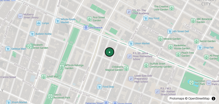 Static map showing the location of Ludlow Cafe