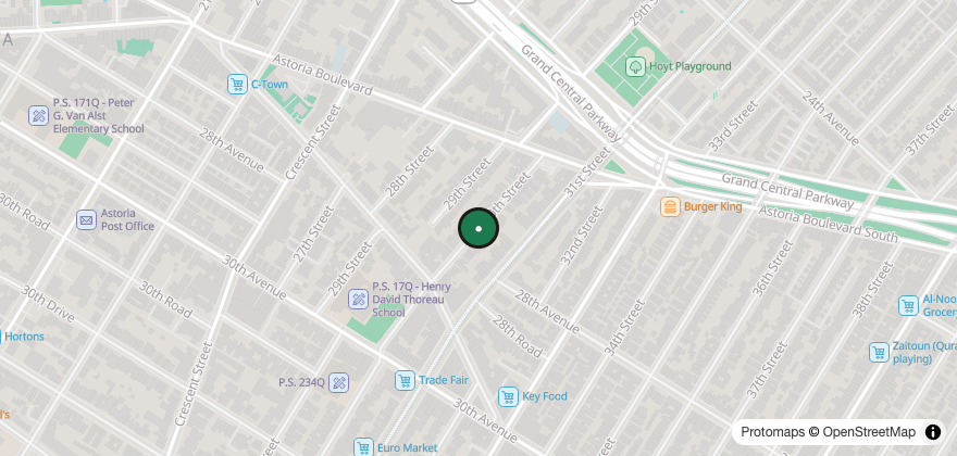 Static map showing the location of Mélange Patisserie