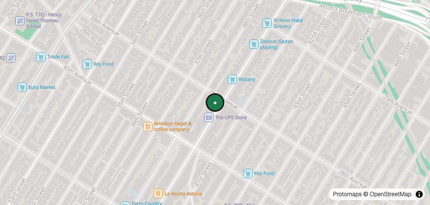 Static map showing the location of Queens Comfort