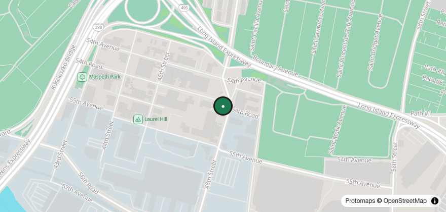Static map showing the location of Rudy's Deli