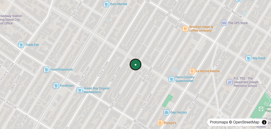 Static map showing the location of The Coffee Lab – Astoria
