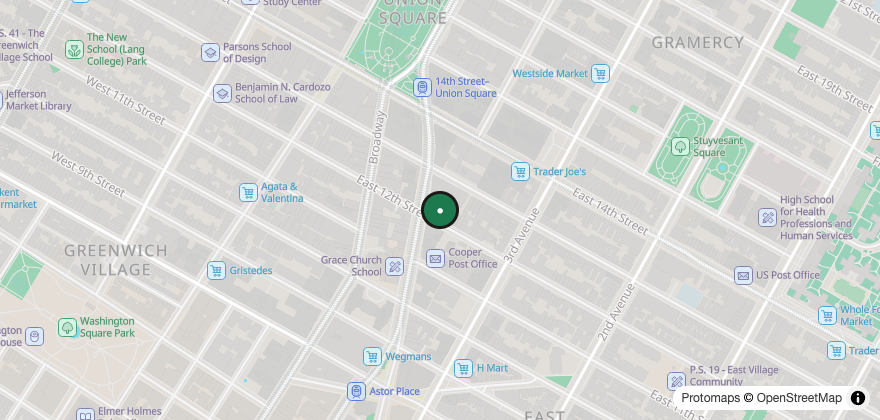 Static map showing the location of Unregular Bakery
