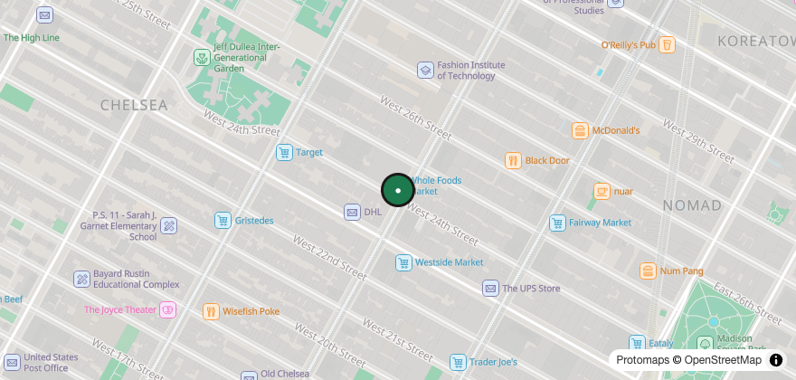 Static map showing the location of Whole Foods Market – Chelsea